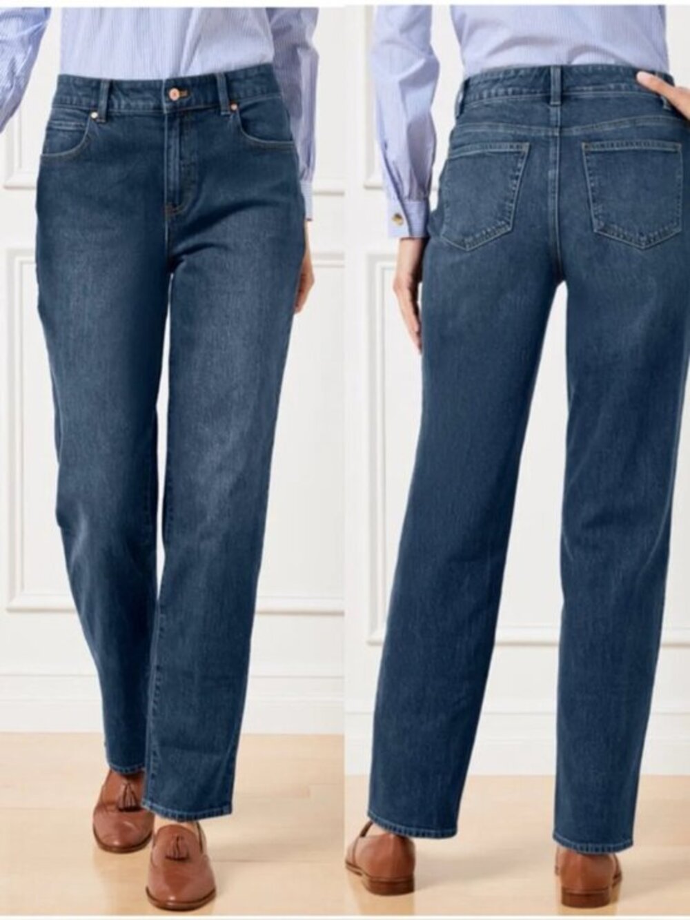 Talbots High Waist Relaxed Jean Straight Leg Classic Quiet Luxury Size 2 Petite
